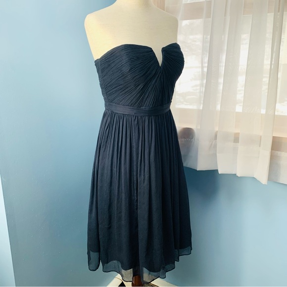 J. Crew Navy Nadia Silk Chiffon Strapless Dress - Picture 7 of 9